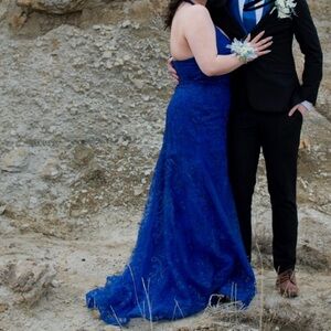 Royal Blue Lace Prom Dress